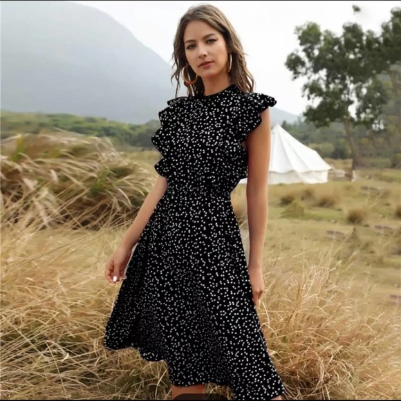 Boutique Dresses & Skirts - Black Polka Dot Vintage Style Dress